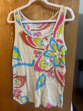 Old Navy Cream Tank with Bright Floral Motif